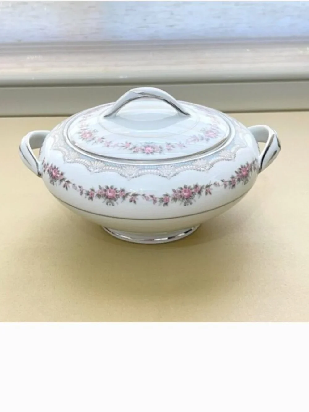 Noritake China Glenwood 5770 Sugar Bowl 2 Pc Dish Rose Floral